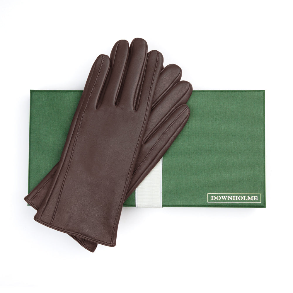 Women's Touchscreen Leather Cashmere Lined Gloves - Brown, DH-TLCW-BRNXS, DH-TLCW-BRNS, DH-TLCW-BRNM, DH-TLCW-BRNL, DH-TLCW-BRNXL #color_brown