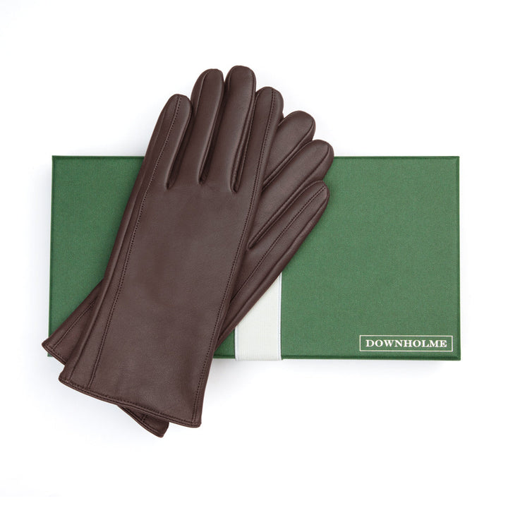 Women's Classic Leather Cashmere Lined Gloves - Brown, DH-LCW-BRNXL, DH-LCW-BRNL, DH-LCW-BRNM, DH-LCW-BRNS, DH-LCW-BRNXS #color_brown