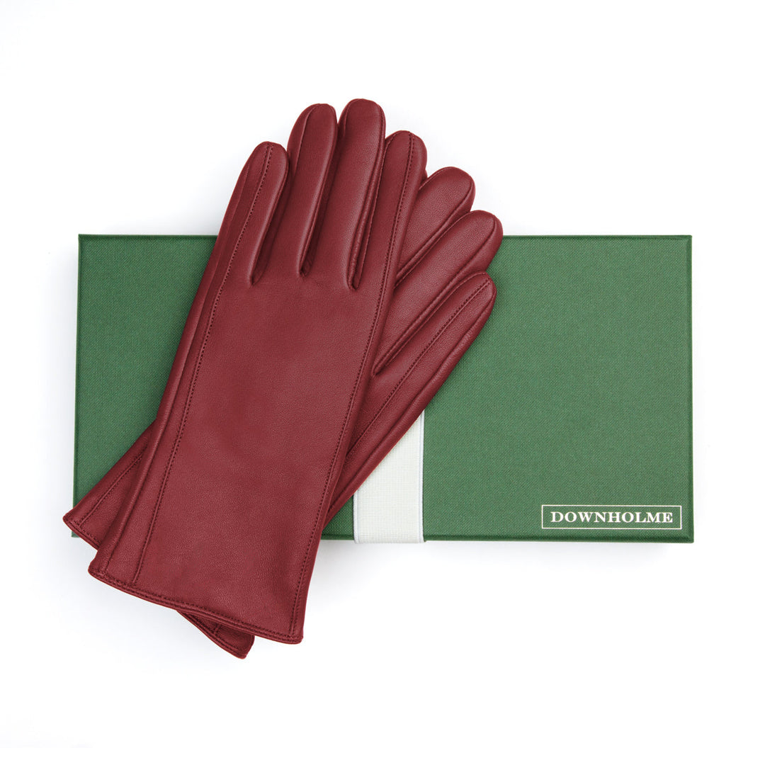 Women's Touchscreen Leather Cashmere Lined Gloves - Burgundy, DH-TLCW-BDYXL, DH-TLCW-BDYL, DH-TLCW-BDYM, DH-TLCW-BDYS, DH-TLCW-BDYXS #color_burgundy