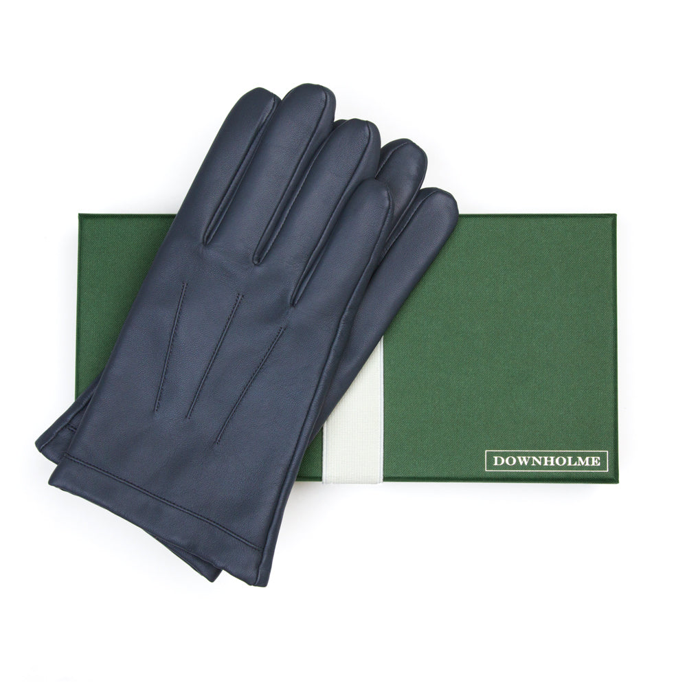 Men's Classic Leather Cashmere Lined Gloves - Dark Blue, DH-LCM-NVYXXL, DH-LCM-NVYXL, DH-LCM-NVYL, DH-LCM-NVYM, DH-LCM-NVYS, DH-LCM-NVYXS #color_dark-blue