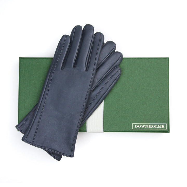 Women's Touchscreen Leather Cashmere Lined Gloves - Dark Blue, DH-TLCW-NVYXL, DH-TLCW-NVYL, DH-TLCW-NVYM, DH-TLCW-NVYS, DH-TLCW-NVYXS #color_dark-blue