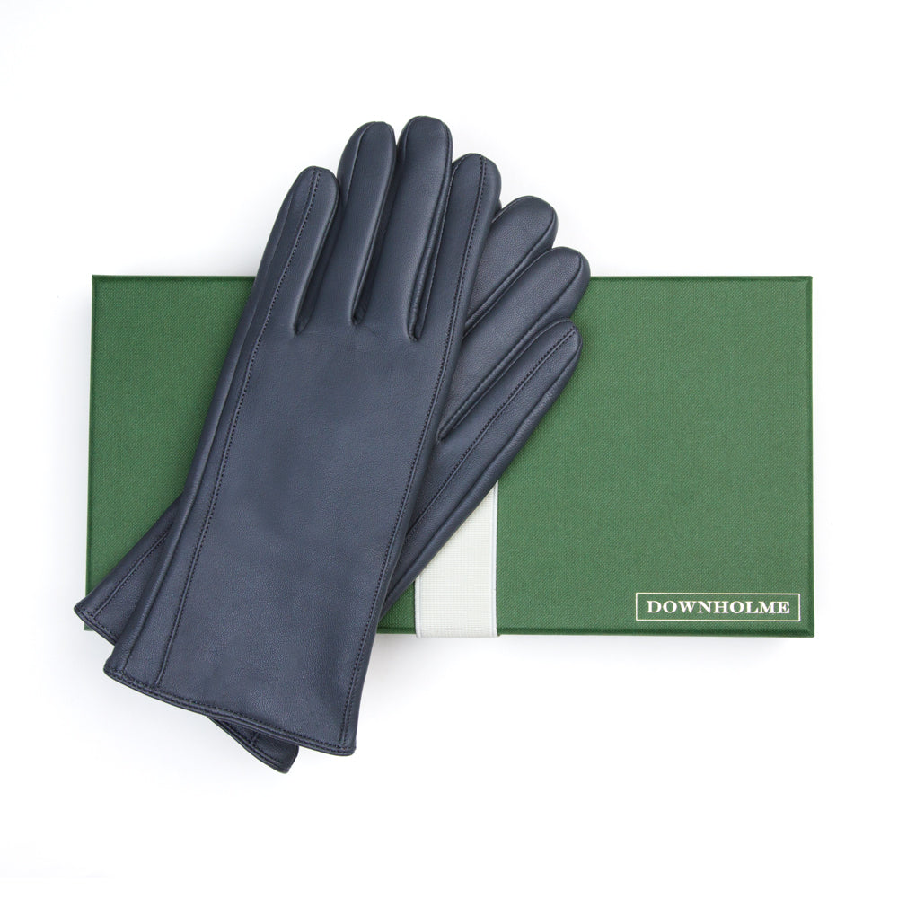 Women's Classic Leather Cashmere Lined Gloves - Dark Blue, DH-LCW-NVYXL, DH-LCW-NVYL, DH-LCW-NVYM, DH-LCW-NVYS, DH-LCW-NVYXS #color_dark-blue