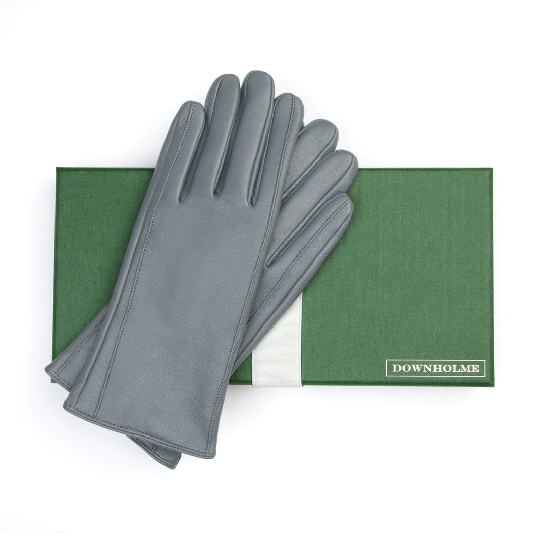 Women's Touchscreen Leather Cashmere Lined Gloves - Gray, DH-TLCW-GRYXL, DH-TLCW-GRYL, DH-TLCW-GRYM, DH-TLCW-GRYS, DH-TLCW-GRYXS #color_gray