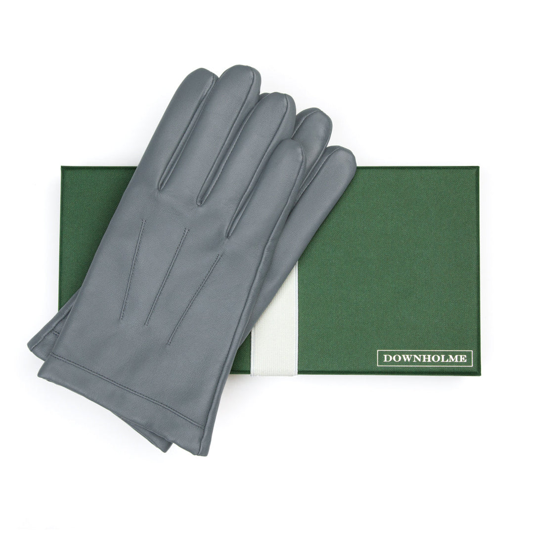 Men's Touchscreen Leather Cashmere Lined Gloves - Gray, DH-TLCM-GRYXXL, DH-TLCM-GRYXL, DH-TLCM-GRYL, DH-TLCM-GRYM, DH-TLCM-GRYS, DH-TLCM-GRYXS #color_gray