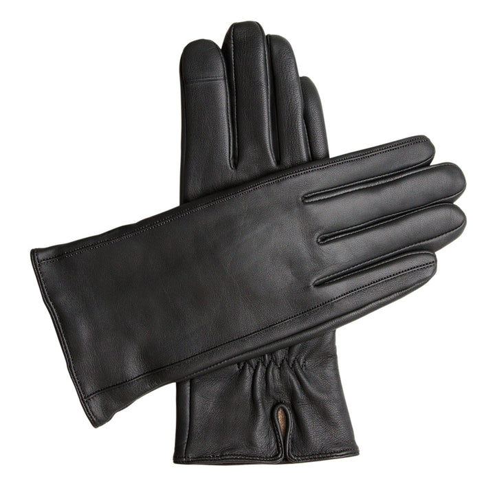 Women's Touchscreen Leather Cashmere Lined Gloves - Black, DH-TLCW-BLKXL, DH-TLCW-BLKL, DH-TLCW-BLKM, DH-TLCW-BLKS, DH-TLCW-BLKXS #color_black