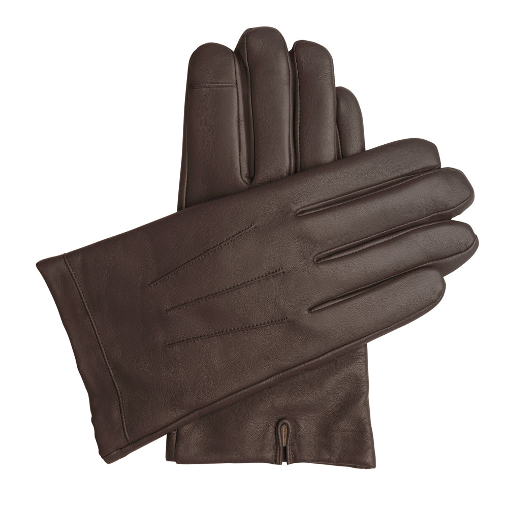 Men's Touchscreen Leather Cashmere Lined Gloves - Brown, DH-TLCM-BRNXXL, DH-TLCM-BRNXL, DH-TLCM-BRNL, DH-TLCM-BRNM, DH-TLCM-BRNS, DH-TLCM-BRNXS #color_brown