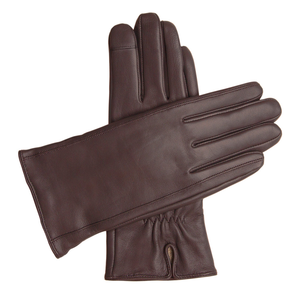 Women's Touchscreen Leather Cashmere Lined Gloves - Brown, DH-TLCW-BRNXS, DH-TLCW-BRNS, DH-TLCW-BRNM, DH-TLCW-BRNL, DH-TLCW-BRNXL #color_brown