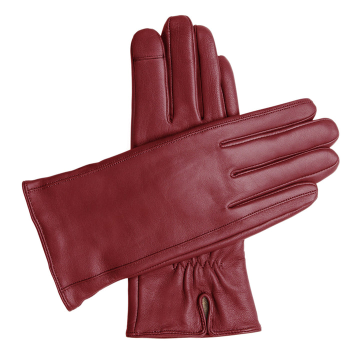 Women's Touchscreen Leather Cashmere Lined Gloves - Burgundy, DH-TLCW-BDYXL, DH-TLCW-BDYL, DH-TLCW-BDYM, DH-TLCW-BDYS, DH-TLCW-BDYXS #color_burgundy